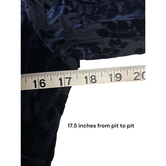 Tommy Hilfiger Navy Velvet Dress Size 6 With Floral Pattern Long Sleeves & - Picture 7 of 9